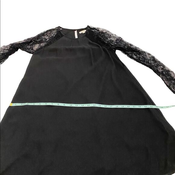 Everly Black A-Line Dress With Long Floral Lace Sleeves, Size Medium - Picture 8 of 12